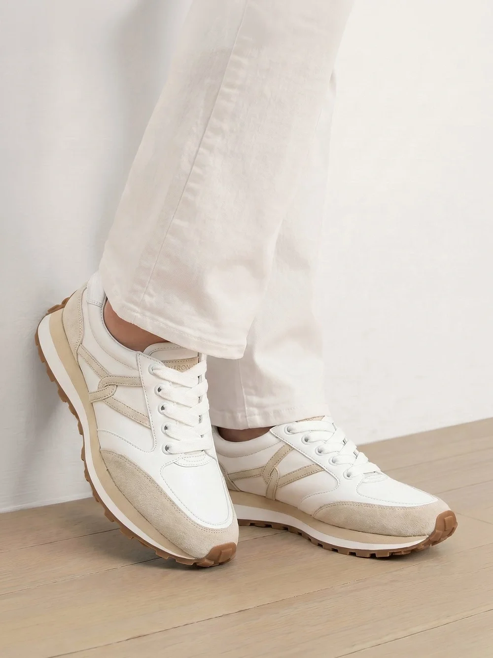 Veronica Beard White and Beige Women's Sneakers
